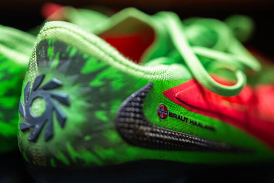 The Nike football shoes of Erling Braut Haaland of Norway