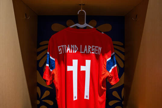 The kit of Jørgen Strand Larsen of Norway in the dressing