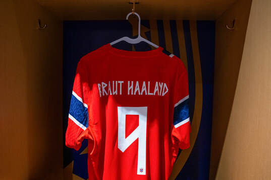 The kit of Erling Braut Haaland of Norway in the dressing