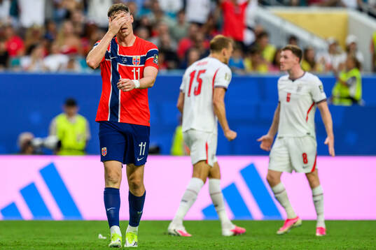 Jørgen Strand Larsen of Norway looks dejected