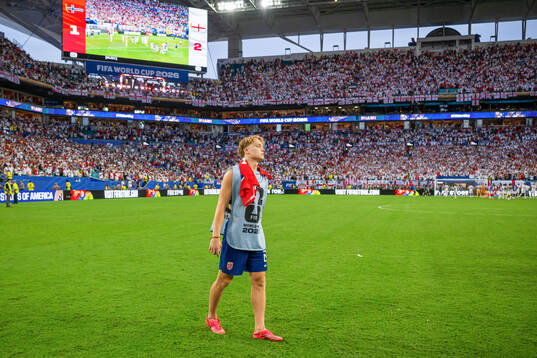 Andreas Schjelderup of Norway looks dejected