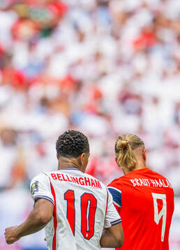 Jude Bellingham of England and Erling Braut Haaland of