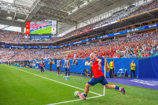 Julian Ryerson of Norway takes a corner kick