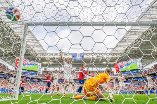 Harry Kane of England reacts