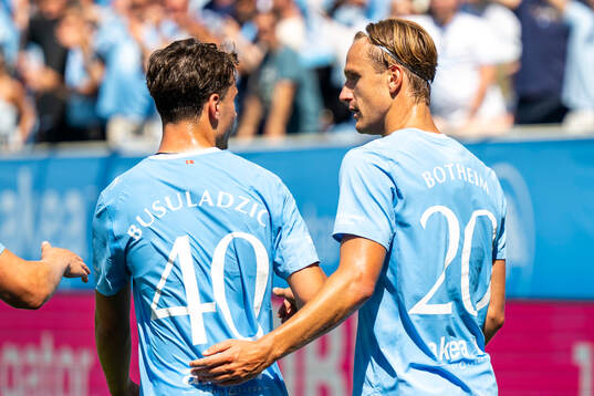 Malmö FFs Kenan Busuladzic och Erik Botheim
