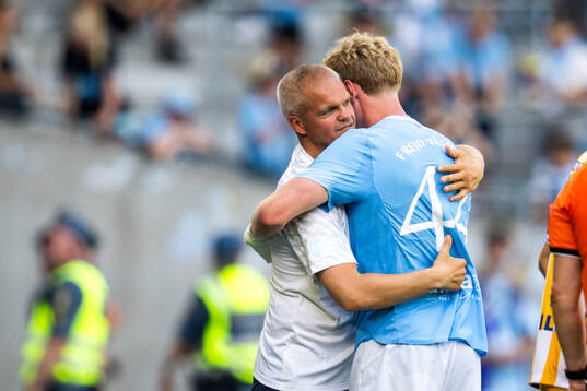 Malmö FFs huvudtränare Gaute Helstrup och Malte Frejd
