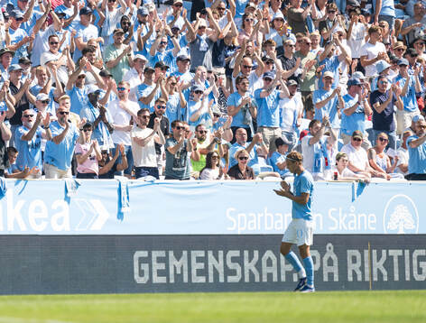 Malmö FFs supportrar och Erik Botheim