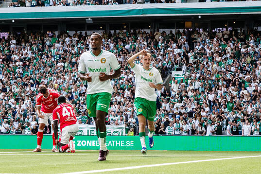 Hammarbys Paulos Abraham och Victor Lind jublar