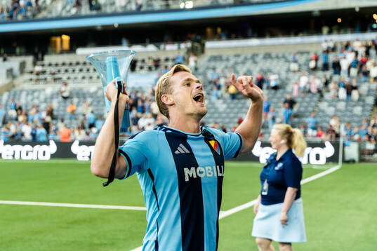Djurgårdens Hampus Finndell jublar