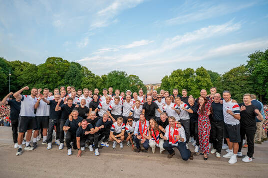 Players and staff of Norway at a team reception