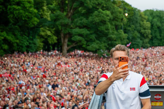 Martin Ødegaard of Norway at a team reception