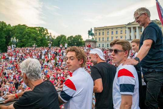 Patrick Berg and Jens Petter Hauge of Norway at a team
