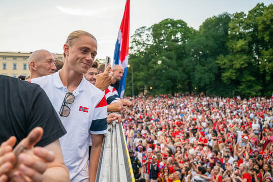 Thelo Aasgaard of Norway at a team reception