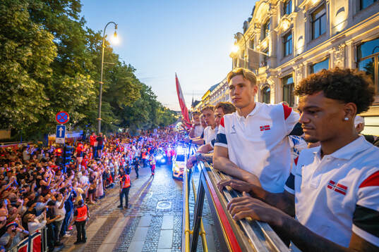 Torbjørn Lysaker Heggem of Norway at a team reception