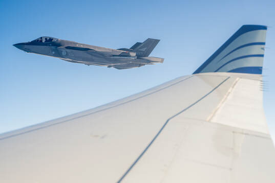 F-35 fighter jet of Royal Norwegian Air Force escort the
