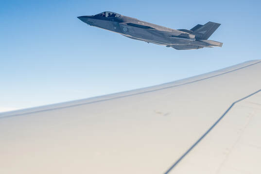 F-35 fighter jet of Royal Norwegian Air Force escort the