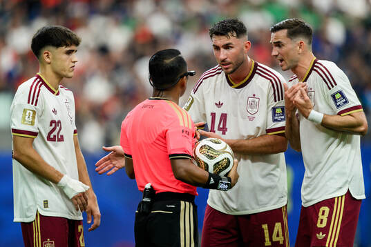 Pau Cubarsi, Aymeric Laporte and Fabian Ruiz of Spain in a