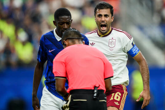 Ousmane Dembele of France and Rodri of Spain