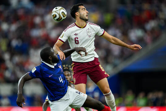 Dayot Upamecano of France and Mikel Merino of Spain