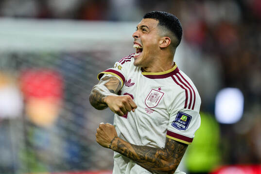 Pedro Porro of Spain celebrates