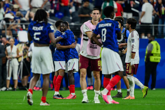 Kylian Mbappe and Ousmane Dembele of France