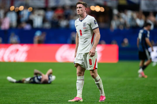 Elliot Anderson of England looks dejected