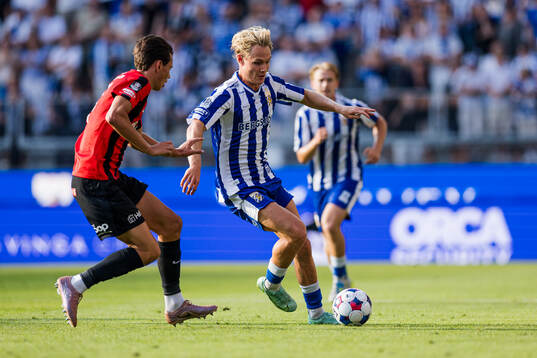Brommapojkarnas Oskar Cotton och IFK Göteborgs Max Fenger