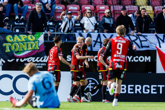 Östersunds Simon Marklund jublar