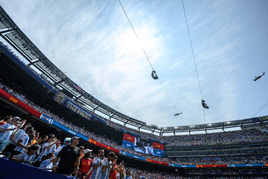 Marine One over New York New Jersey Stadium