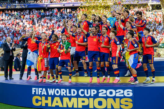 Rodri of Spain hoists the trophy