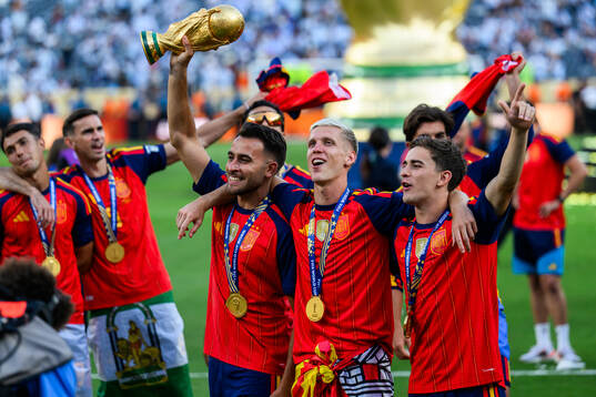 Dani Olmo of Spain celebrates