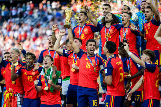 Rodri of Spain hoists the trophy