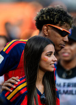 Lamine Yamal of Spain with his girlfriend Ines Garcia Santos