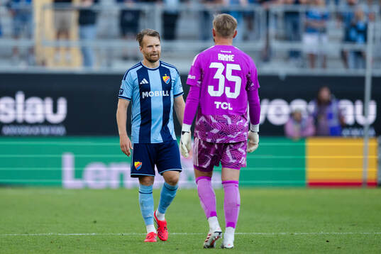 Djurgårdens Jacob Une och målvakt Jacob Rinne