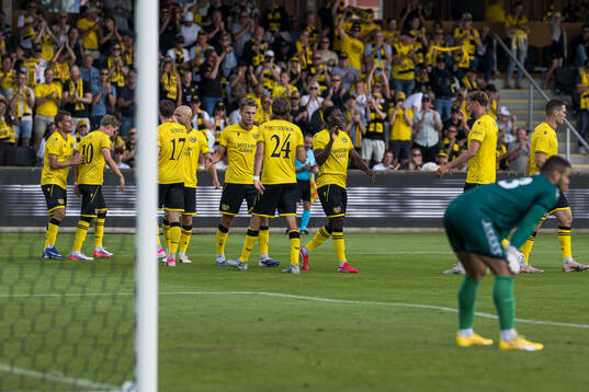 Aki Samuelsen of Mjällby celebrates