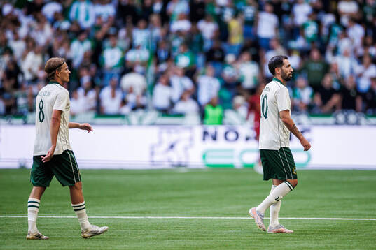 Nahir Besara and Markus Karlsson of Hammarby looks dejected