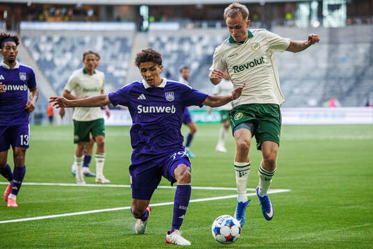 Ali Maamar of Anderlecht and Victor Lind of Hammarby