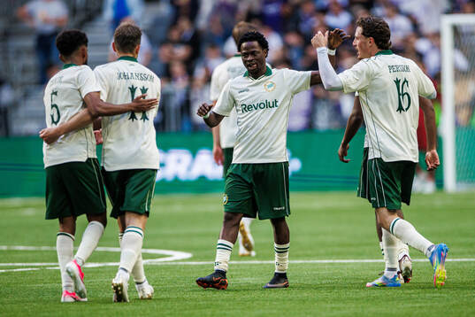 Frank Junior Adjei of Hammarby celebrates