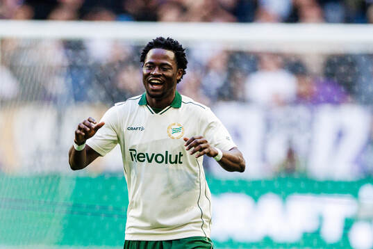 Frank Junior Adjei of Hammarby celebrates