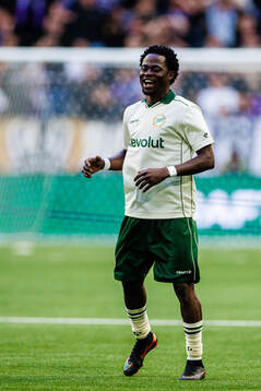 Frank Junior Adjei of Hammarby celebrates