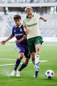 Ali Maamar of Anderlecht and Victor Lind of Hammarby