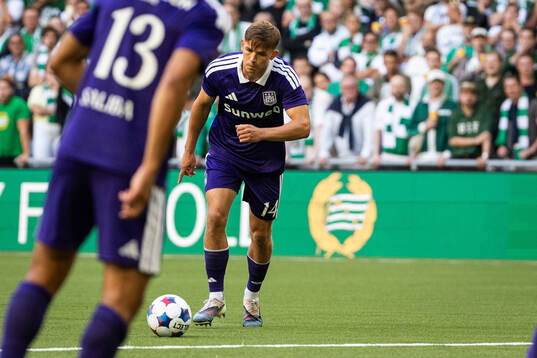 Danylo Sikan of Anderlecht scores 0-1