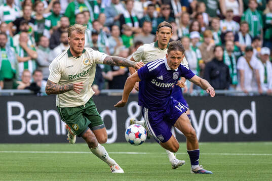 Victor Eriksson of Hammarby and Danylo Sikan of Anderlecht