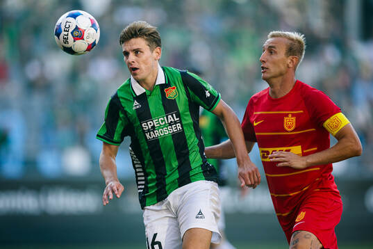 Max Andersson of GAIS and Tobias Salquist of FC