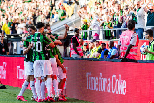 Matteo De Brienne of GAIS celebrates with team