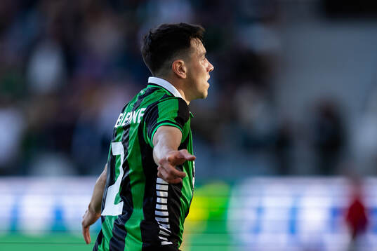 Matteo De Brienne of GAIS celebrates