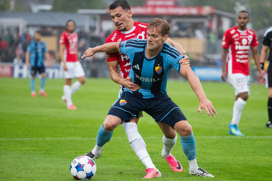 Djurgårdens Hampus Finndell och Degerfors Arman Taranis
