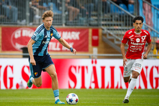 Djurgårdens Kazper Karlsson och Degerfors Elias Barsoum