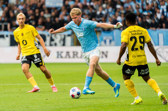 Malmö FFs Malte Frejd Pålsson och Elfsborgs Momoh Ibrahim