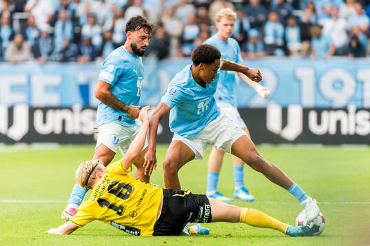 Elfsborgs Alexander Jensen och Malmö FFs Theodor Lundbergh